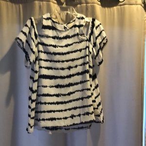 Navy and White Mudpie Cold Shoulder Top